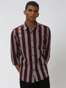 Mufti Striped Slim Fit Pure Cotton Casual Shirt