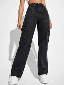BROADSTAR Women Smart Wide Leg High-Rise Stretchable Cotton Regular Jeans