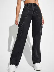 BROADSTAR Women Smart Wide Leg High-Rise Stretchable Cotton Jeans
