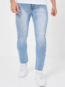 Styli Men Slim Fit Mid-Rise Heavy Fade Light Shade Denim Jeans