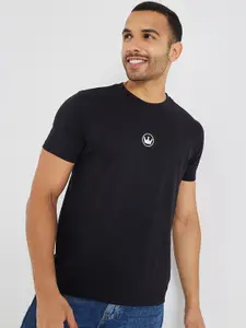Styli Black Round Neck Pure Cotton T-shirt