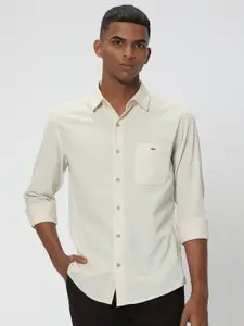 Mufti Slim Fit Spread Collar Long Sleeve Casual Shirt