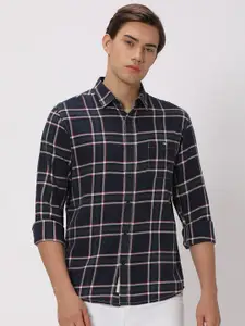 Mufti Slim Fit Tartan Checks Pure Cotton Casual Shirt