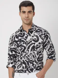 Mufti Slim Fit Abstract Printed Pure Cotton Casual Shirt