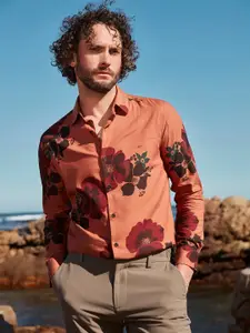 Mufti Slim Fit Floral Printed Pure Cotton Casual Shirt