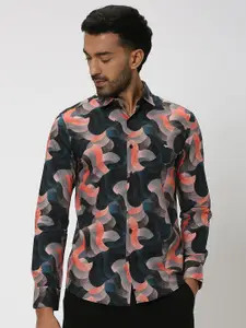 Mufti Slim Fit Abstract Printed Pure Cotton Casual Shirt