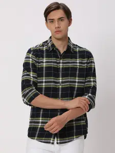 Mufti Slim Fit Tartan Checks Pure Cotton Casual Shirt