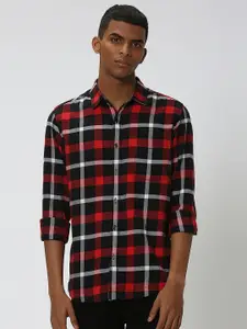 Mufti Slim Fit Tartan Checks Pure Cotton Casual Shirt