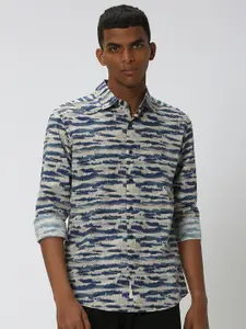 Mufti Striped Slim Fit Pure Cotton Casual Shirt