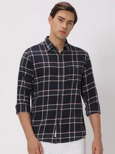 Mufti Slim Fit Tartan Checks Checked Pure Cotton Casual Shirt