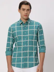 Mufti Slim Fit  Windowpane Checks Checked Pure Cotton Casual Shirt