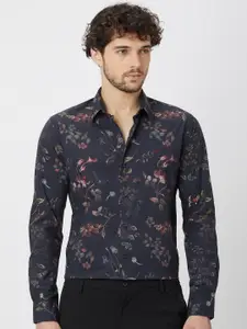 Mufti Floral Printed Slim Fit Pure Cotton Casual Shirt
