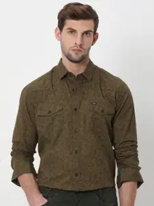 Mufti Slim Fit Opaque Abstract Printed Cotton Casual Shirt