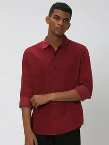 Mufti Spread Collar Slim Fit Cotton Casual Shirt