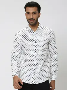 Mufti Geometric Printed Slim Fit Pure Cotton Casual Shirt