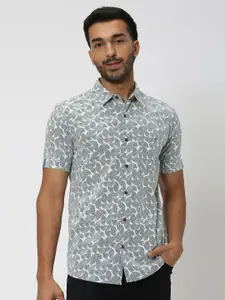 Mufti Floral Printed Slim Fit Pure Cotton Casual Shirt