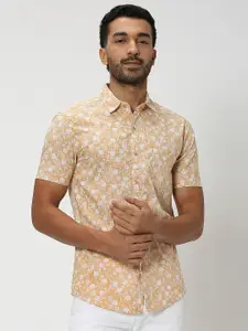 Mufti Slim Fit Floral Printed Pure Cotton Casual Shirt