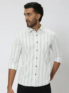 Mufti Slim Fit Striped Pure Cotton Casual Shirt