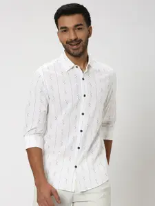 Mufti Slim Fit Striped Pure Cotton Casual Shirt
