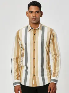 Mufti Slim Fit Striped Pure Cotton Casual Shirt