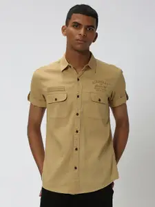 Mufti Slim Fit Spread Collar Pure Cotton Casual Shirt