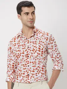 Mufti Geometric Printed Slim Fit Opaque Cotton Casual Shirt