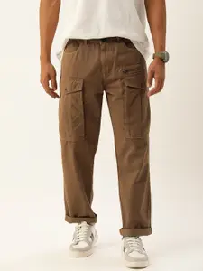Bene Kleed Men Solid Relaxed Fit Cotton Cargos Trousers