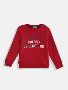 United Colors of Benetton Boys Brand Logo Typography Printed Sweatshirt
