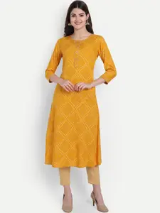 SUTI Bandhani Printed Gotta Patti Detailed A-Line Kurta