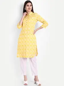 SUTI Geometric Printed Shirt Collar Pleated Pathani Kurta