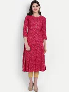SUTI Bandhani Printed Gotta Patti Detailed Straight Kurta