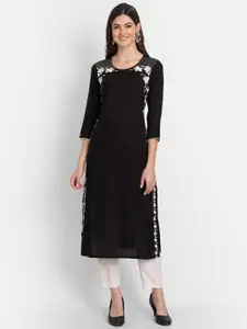 SUTI Floral Embroidered Thread Work Detailed Straight Kurta
