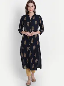 SUTI W Ethnic Motifs Printed Mandarin Collar Straight Kurta
