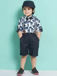 Aj DEZInES Boys Shirt With Shorts With Cap And Suspender