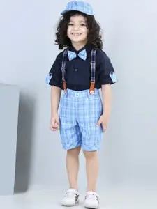 Aj DEZInES Boys Shirt With Shorts With Cap And Suspender