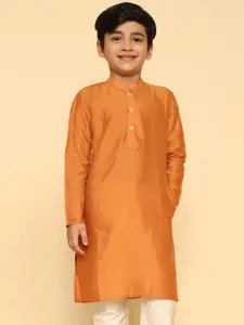 KISAH Boys Mandarin Collar Pure Cotton Straight Kurta
