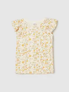 max Girls Floral Printed Pure Cotton T-Shirt