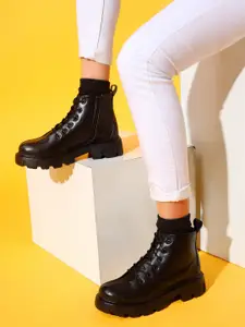 The Roadster Lifestyle Co. Women Heeled Mid-Top Chunky Boots