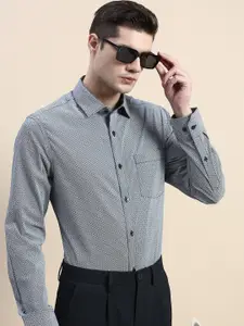 INVICTUS Micro Ditsy Printed Standard Slim Fit Cotton Formal Shirt