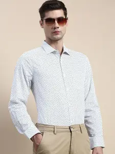 INVICTUS Standard Slim Fit Polka Dot Printed Cotton Formal Shirt