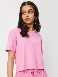 max Girls Shirt Collar Drop-Shoulder Sleeves Cotton Regular Top