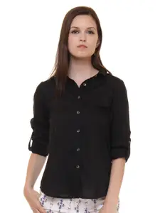 Ruhaans Classic Fit Roll-Up Sleeves Casual Shirt