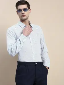 INVICTUS Standard Micro-Ditsy Printed Spread Collar Slim Fit Cotton Formal Shirt
