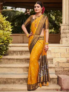 Saree mall Floral Woven Design Zari Silk Blend Kanjeevaram Sarees