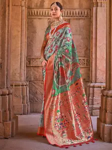 Saree mall Kalamkari Zari Silk Blend Banarasi Sarees