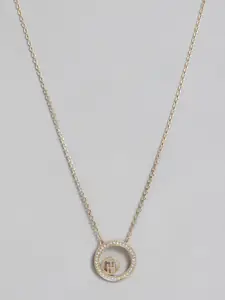 Tommy Hilfiger Women Gold-Plated Circular-Shaped Crystals Studded Necklace