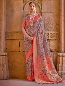 Saree mall Woven Design Zari Silk Blend Banarasi Sarees
