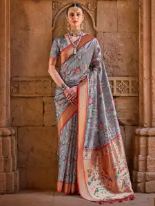 Saree mall Floral Printed Zari Banarasi Sarees