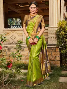 Saree mall Ethnic Motifs Woven Design Zari Silk Blend Kanjeevaram Sarees