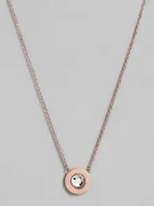 Tommy Hilfiger Circular Design Stone Studded Stainless Steel Necklace